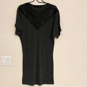 Sweater Dress with Leather V